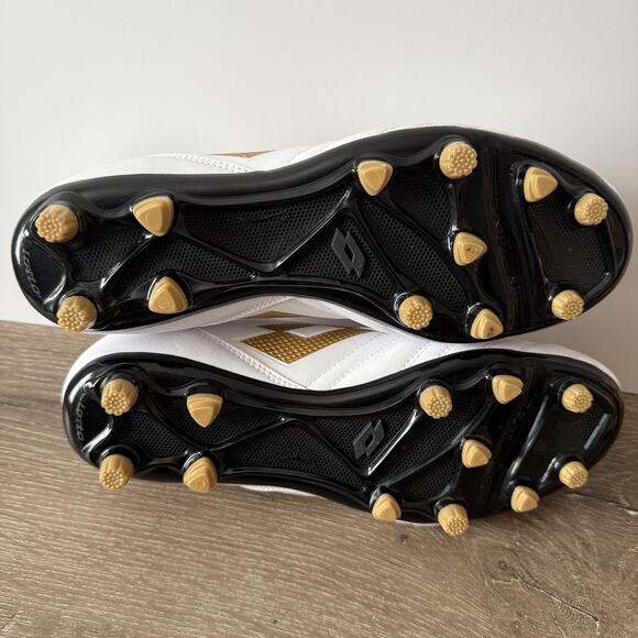 Lotto Stadio Soccer Cleat Shoes Mens Size 8 White Gold Firm Ground 219545 - Picture 9 of 13